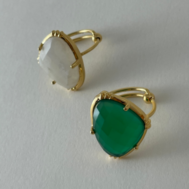 Bagues onyx vert et chrysoprase Au fil de lo