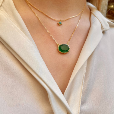 Assortiment de collier onyx vert