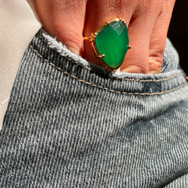 Bague onyx vert au fil de lo