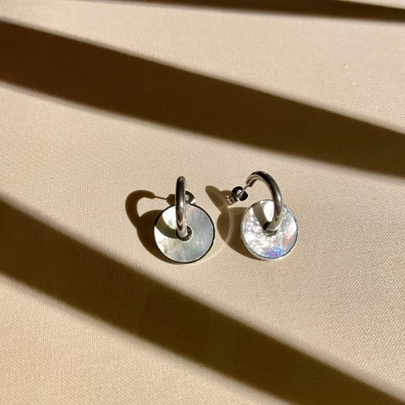 Boucles d'oreilles acier et nacre