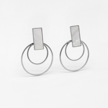 Grandes boucles d'oreilles argent et nacre