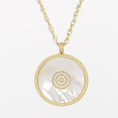 Collier doré médaille nacre - Accessoir'in