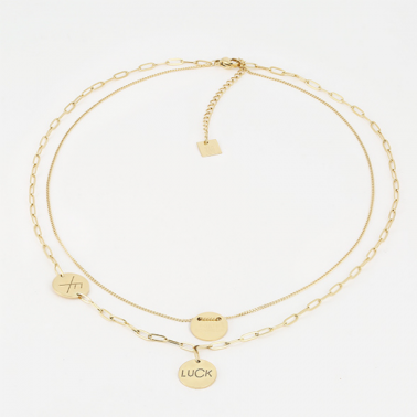Collier multirangs charms doré