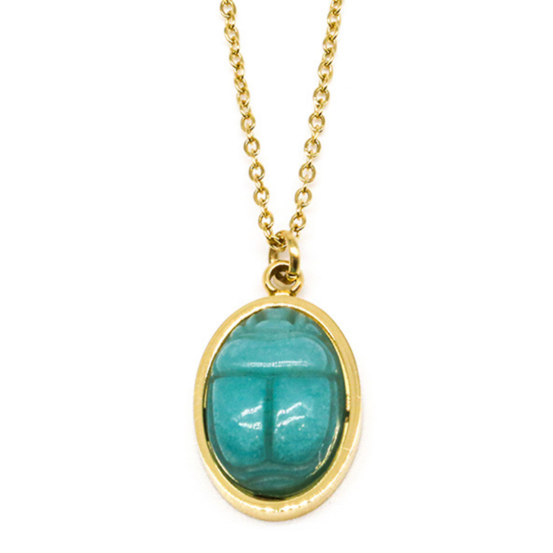 Collier Pendentif En Amazonite Bleue AAA – Pierre Roulée – Marque Coco Papaya