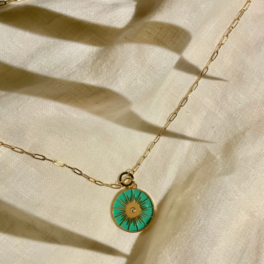 Collier long turquoise zag bijoux