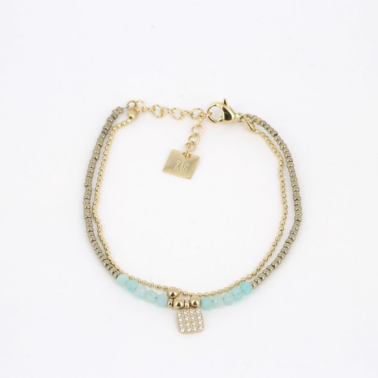 Bracelet double chaînes - Amazonite