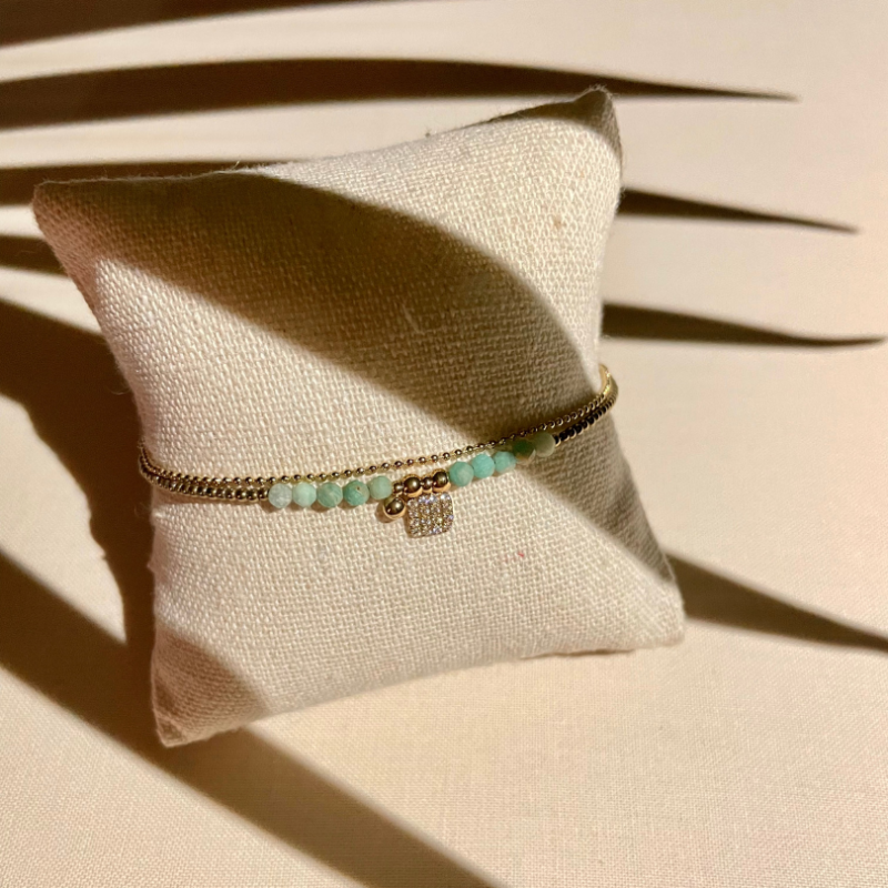 Bracelet double chaînes - Amazonite