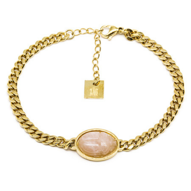Bracelet maille doré  Kehpri scarabée rose