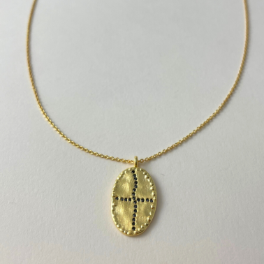 pendentif doré médaille croix