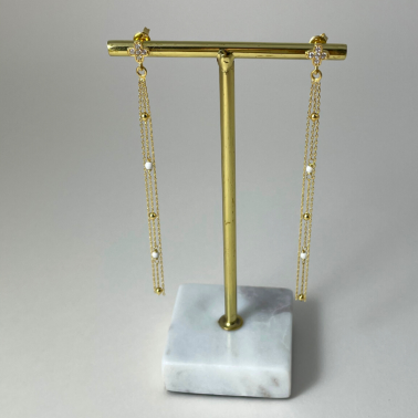 boucles d'oreilles pendantes chaine  Une à Une