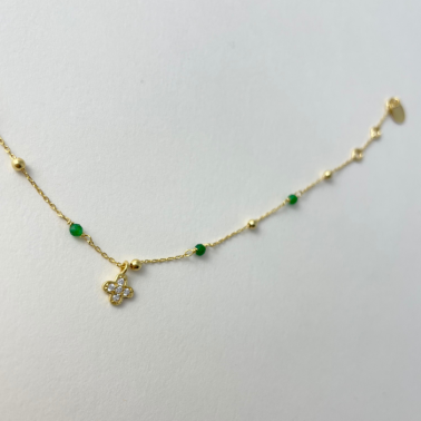 bracelet doré perle émeraude