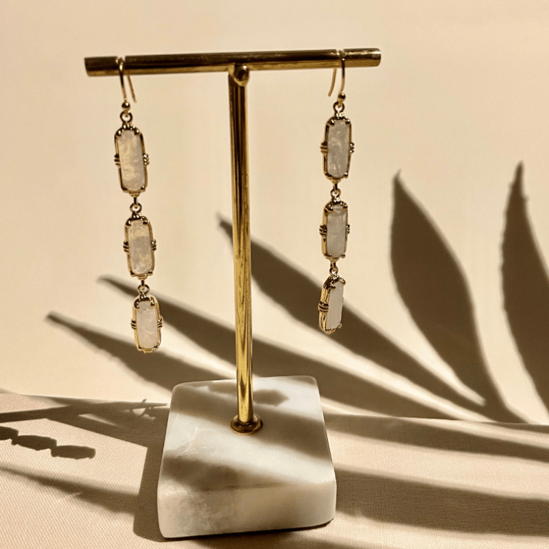Boucles oreilles Au Fil de Lo,  pierre de Lune