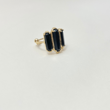 Bague plaqué or spinelle noire