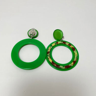 boucles d'oreilles résine acétate vertes