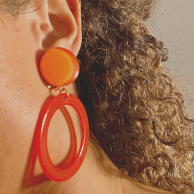 Boucles d'oreilles pendantes orange Francine Bramli