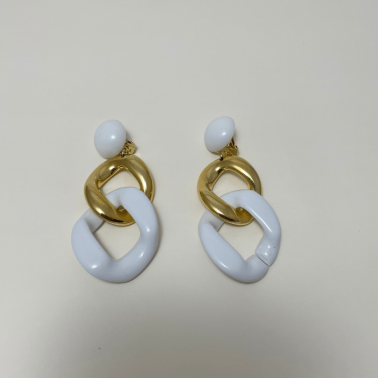 Boucles d'oreilles pendantes blanches et dorées