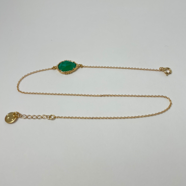 bracelet doré double tour onyx vert