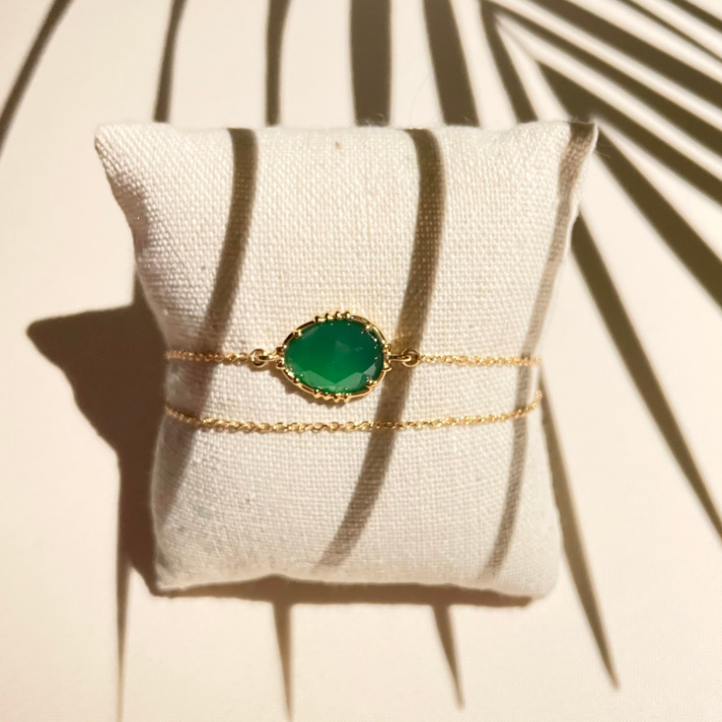 bracelet longue chaine onyx vert
