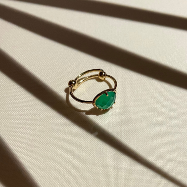 Bague fine onyx vert