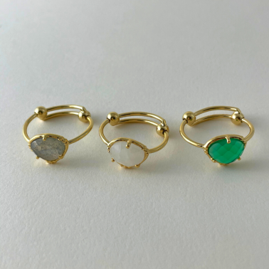 Bague fine onyx vert