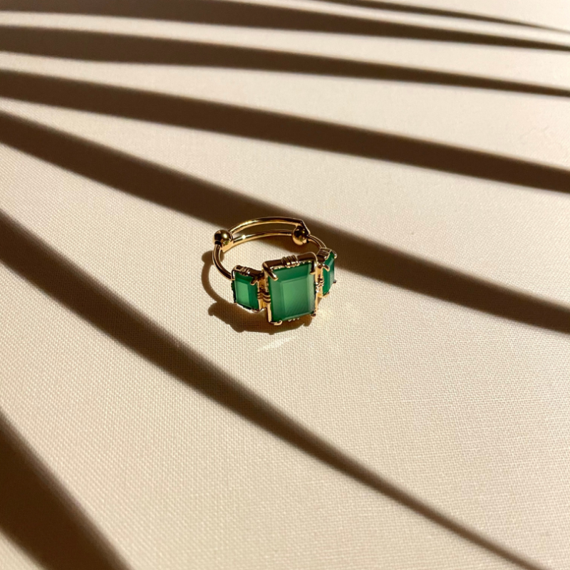 bague doré onyx vert